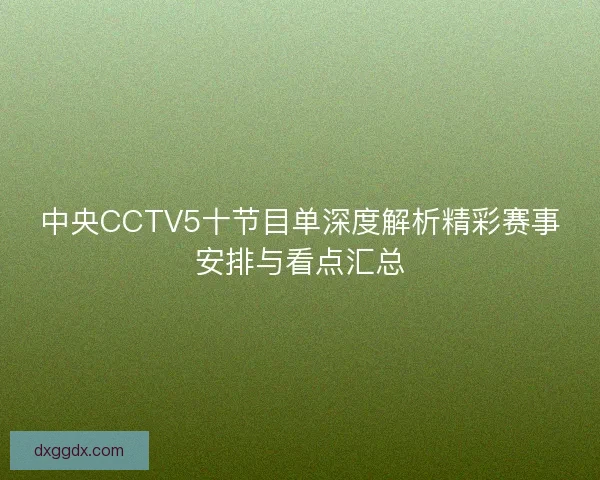 中央CCTV5十节目单深度解析精彩赛事安排与看点汇总