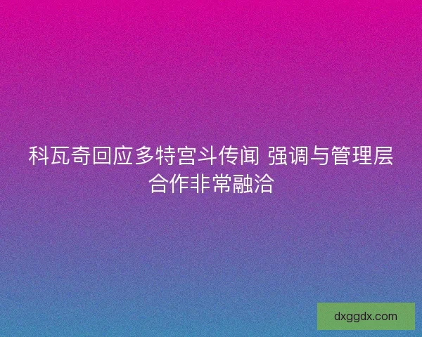 科瓦奇回应多特宫斗传闻 强调与管理层合作非常融洽