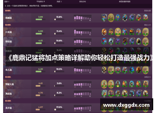 《鹿鼎记猛将加点策略详解助你轻松打造最强战力》